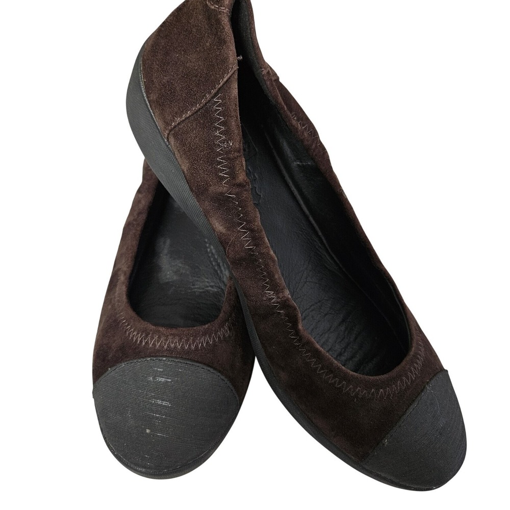 FitFlop Ballet Flats Womens 7.5 Brown Suede Supercomff Cap Toe Slip On Shoes